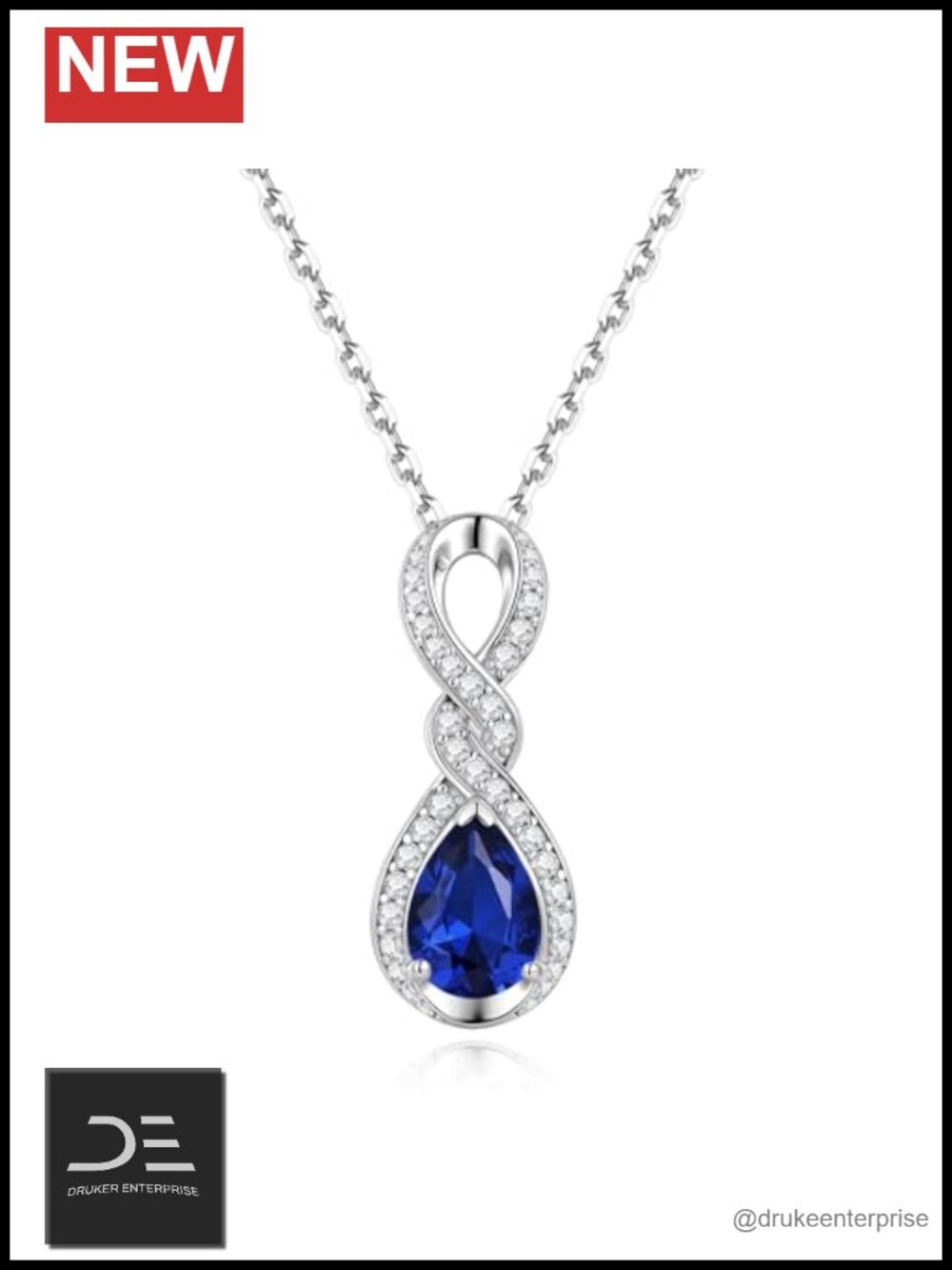 Sterling Silver White Gold Plated Infinity Necklace